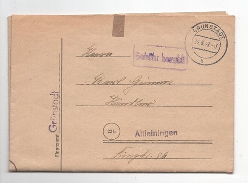 Gebühr bezahlt brief - bezahlt,